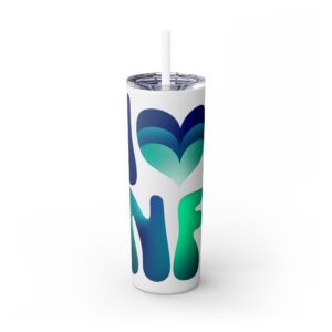 Skinny Tumbler with Straw, 20oz - I Love Niagara Falls Collection